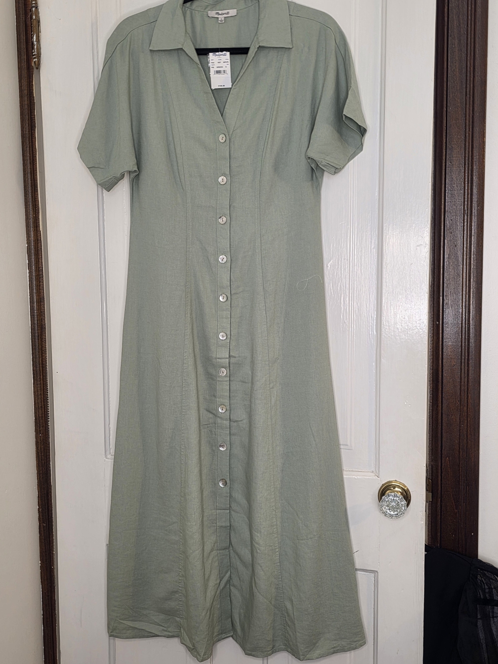 Madewell Button-Front Sage Green Shirt Dress